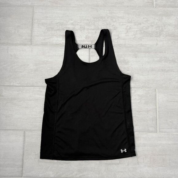 Under Armour Fly By Tank Fitted Black Quick Dry Soft Lightweight Open Back Small - Picture 1 of 6